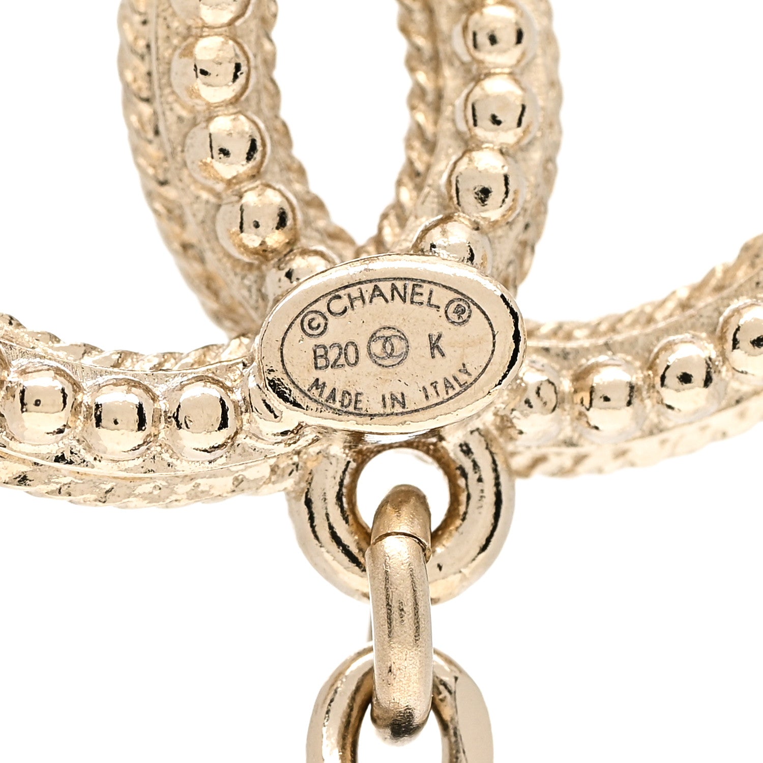 Chanel Lambskin Chain Crystal Pearl CC Drop Earrings Gold 4 of 6