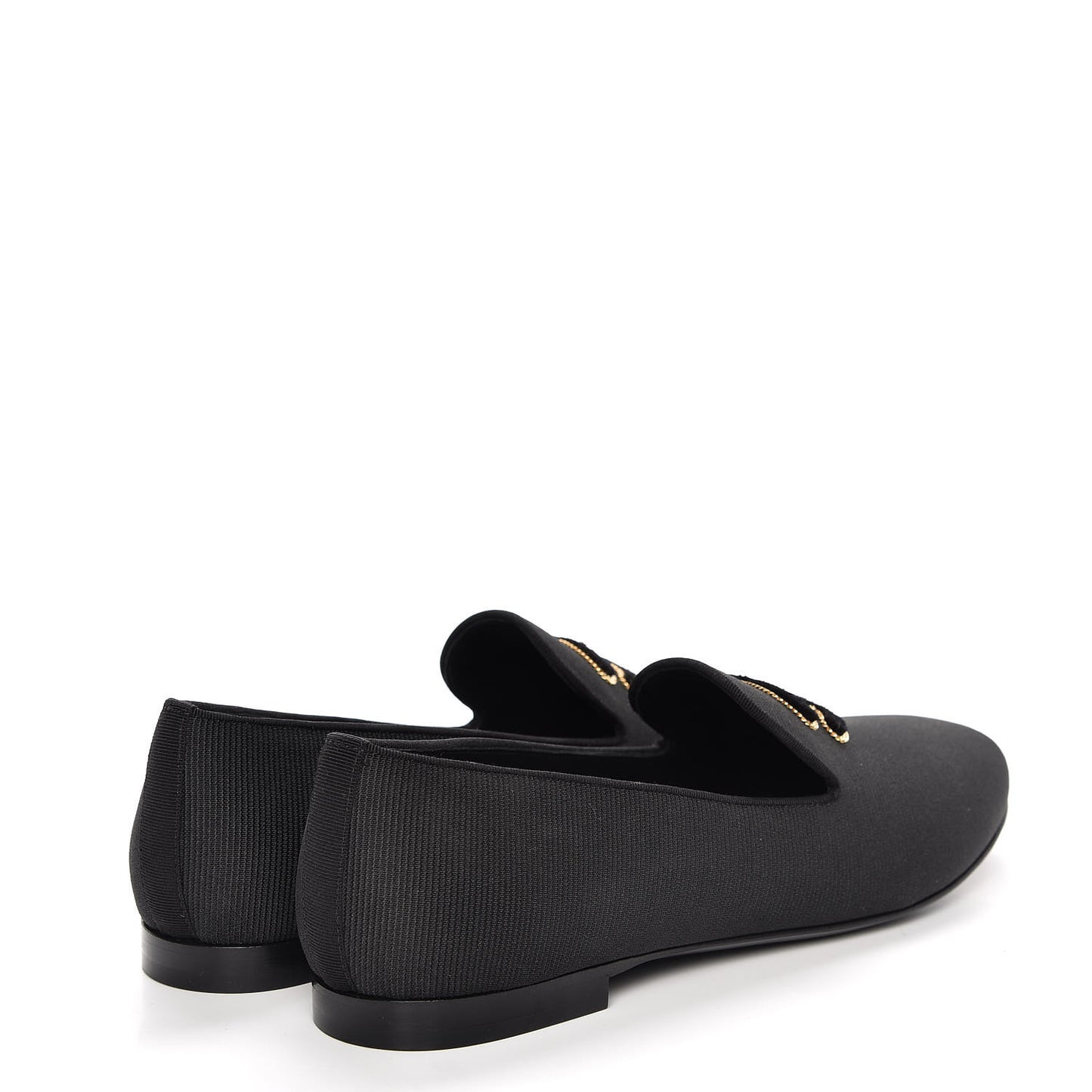 Stretch Fabric CC Moccasin Loafers 38 Black