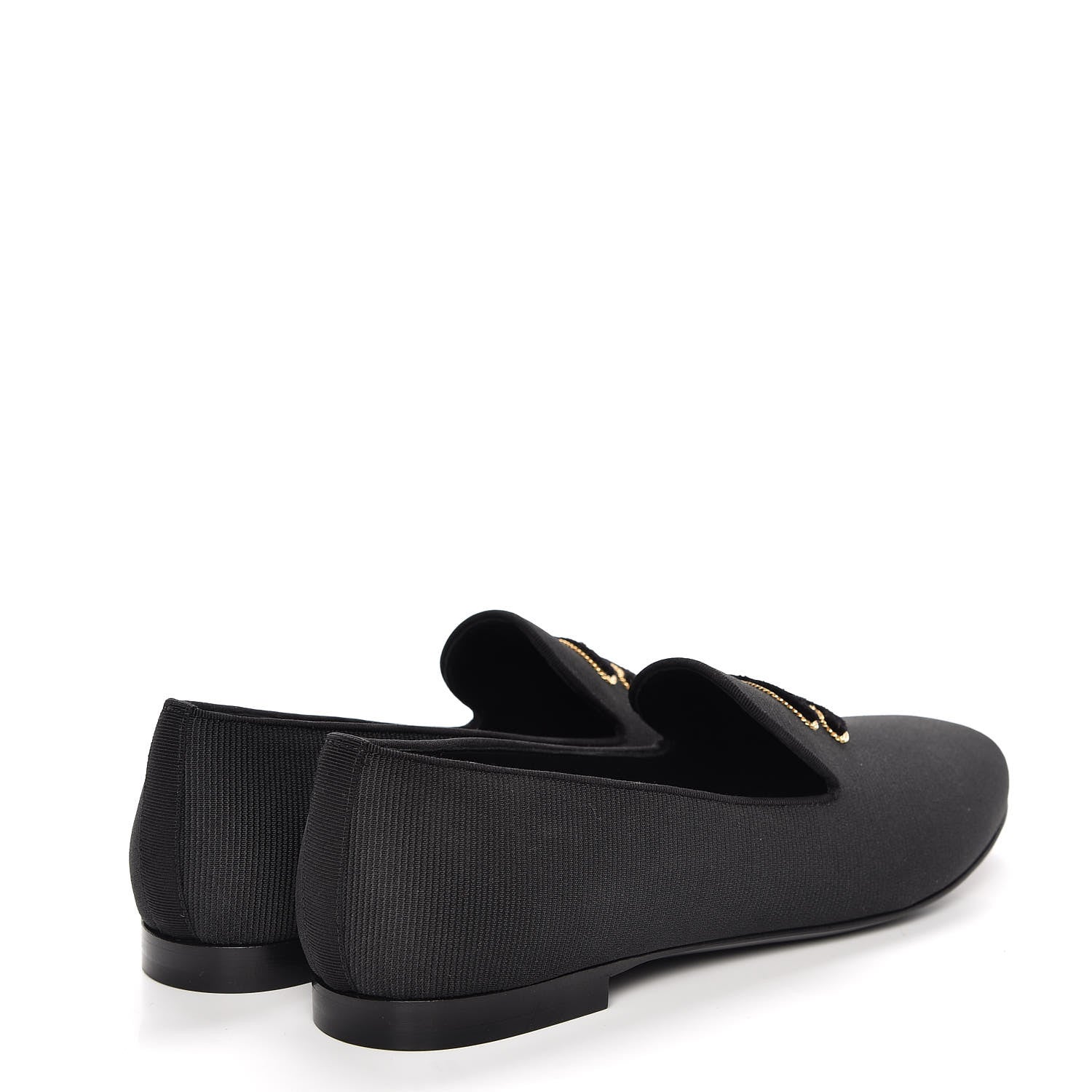 Chanel Stretch Fabric CC Moccasin Loafers 38 Black 4 of 9