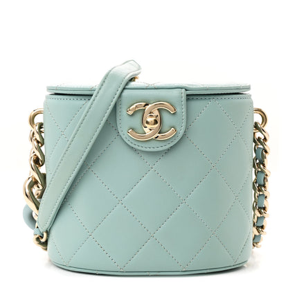 Chanel Lambskin Resin Elegant Chain Vanity Case Light Blue 1 of 10