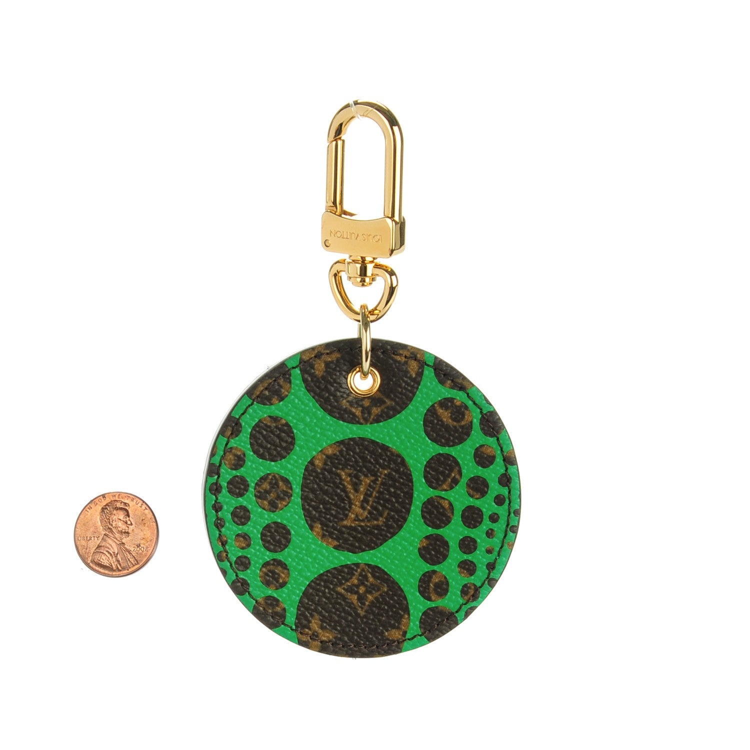 Louis Vuitton Monogram Kusama Pumpkin Dots Key Ring Green 2 of 6