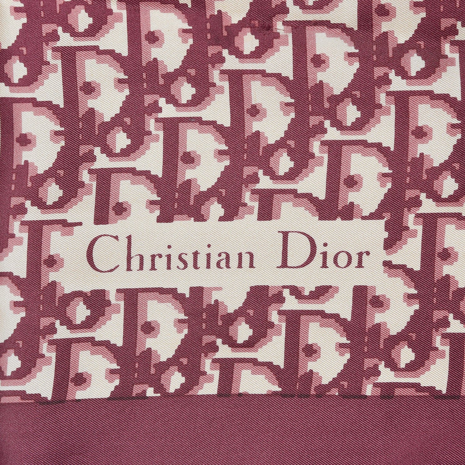 Christian Dior Silk Monogram Scarf Burgundy 3 of 5