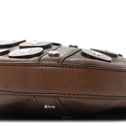 Saint Laurent Calfskin Wood Embellished Mombasa Hobo Brown 10 of 10