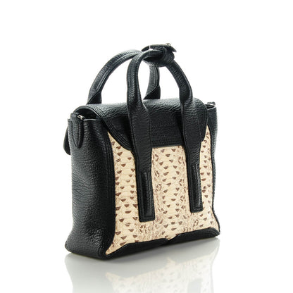 3.1 Phillip Lim 3.1 Textured Calfskin Elaphe Snakeskin Mini Pashli Satchel Natural Black 3 of 8