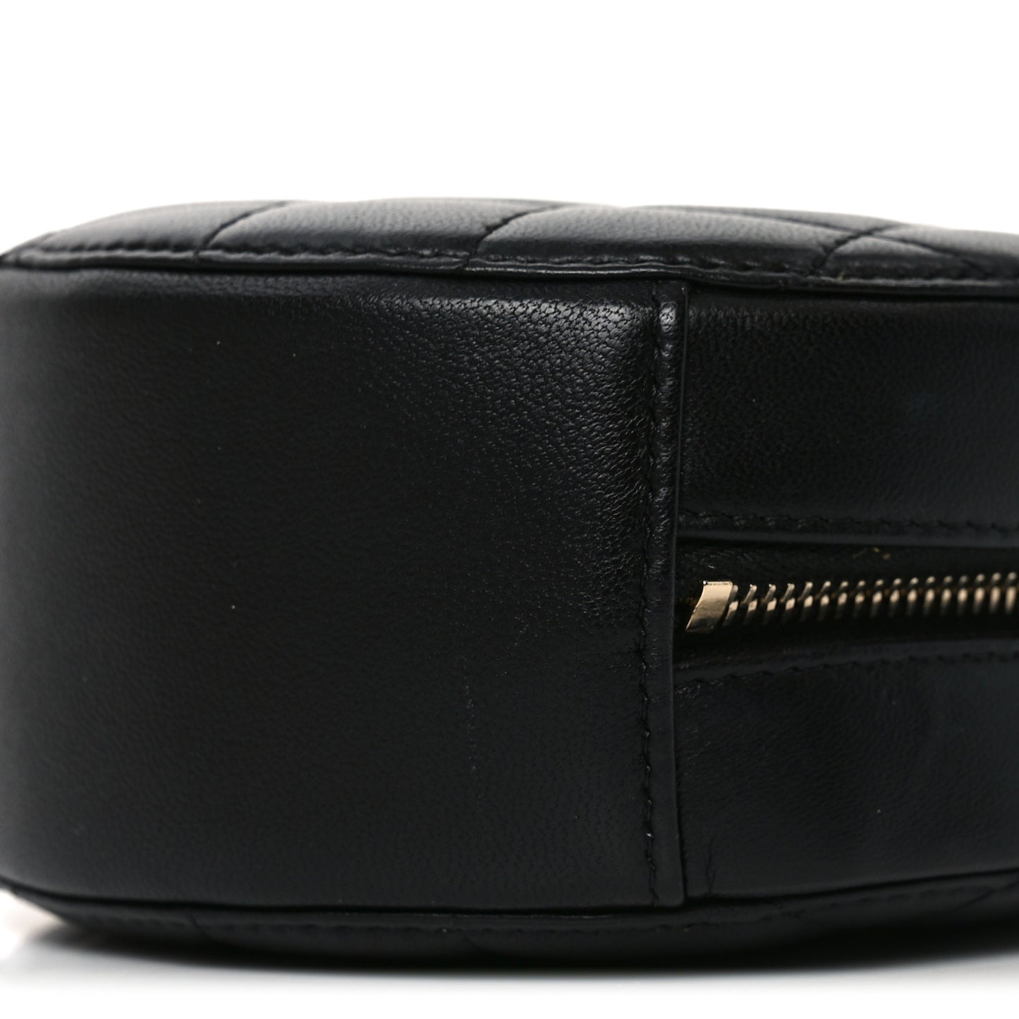 Lambskin Quilted Round Pearl Crush Clutch With Chain Black