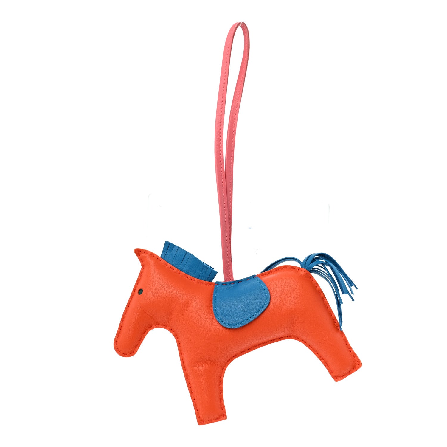 Hermes Milo Lambskin Grigri Rodeo Horse Bag Charm GM Orange Poppy Bleu Zanzibar Rose Azalee 1 of 5