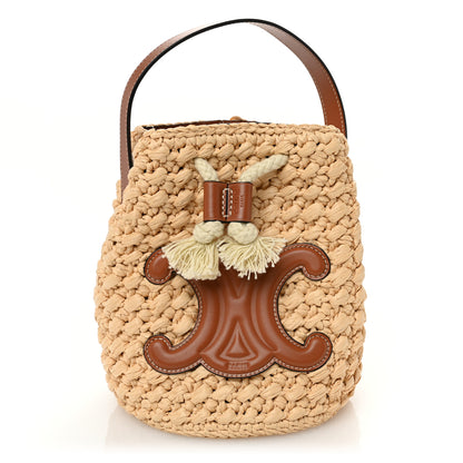 Celine Raffia Calfskin Drawstring Teen Natural Tan 1 of 11