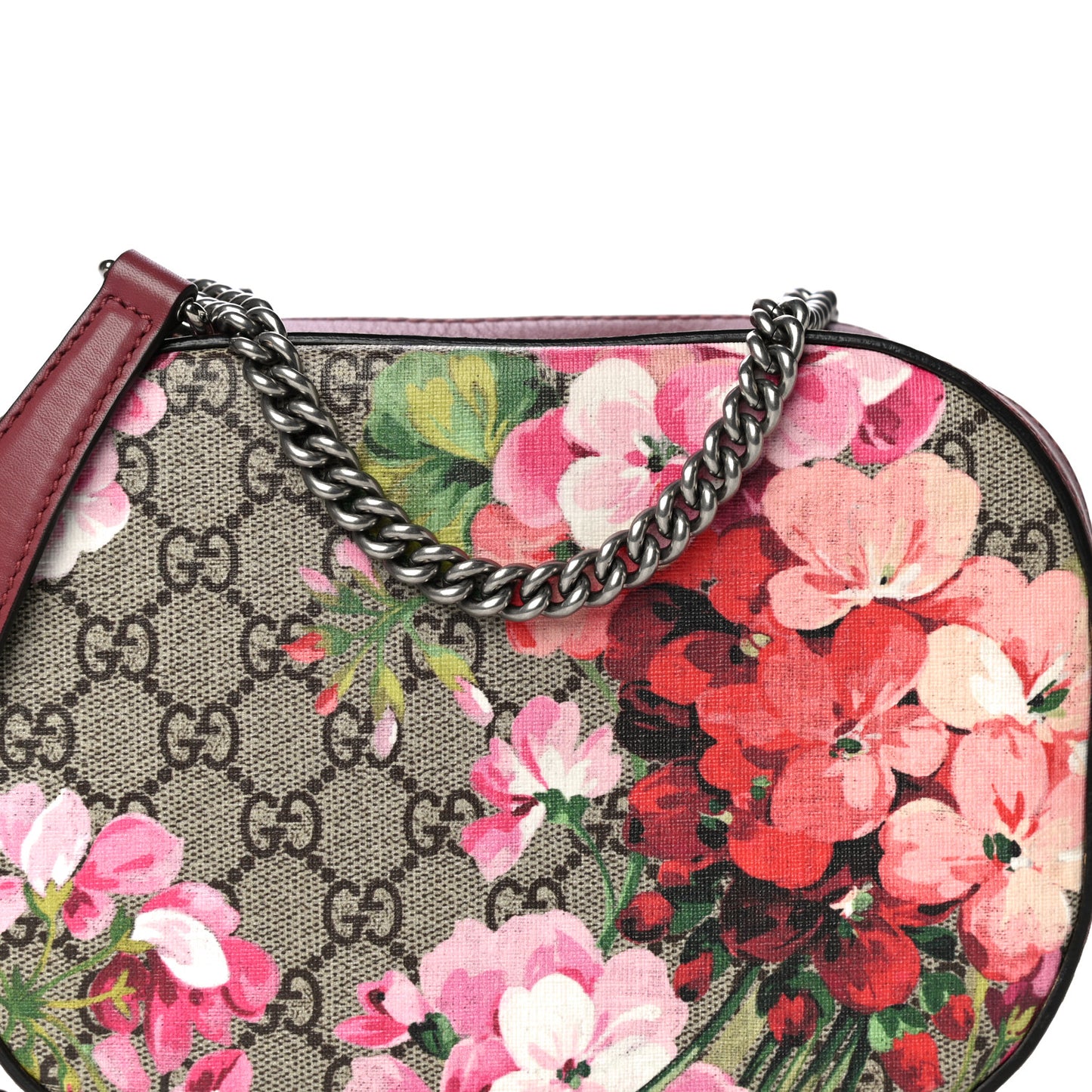 GG Supreme Monogram Blooms Mini Chain Shoulder Bag Beige Multicolor Dry Rose