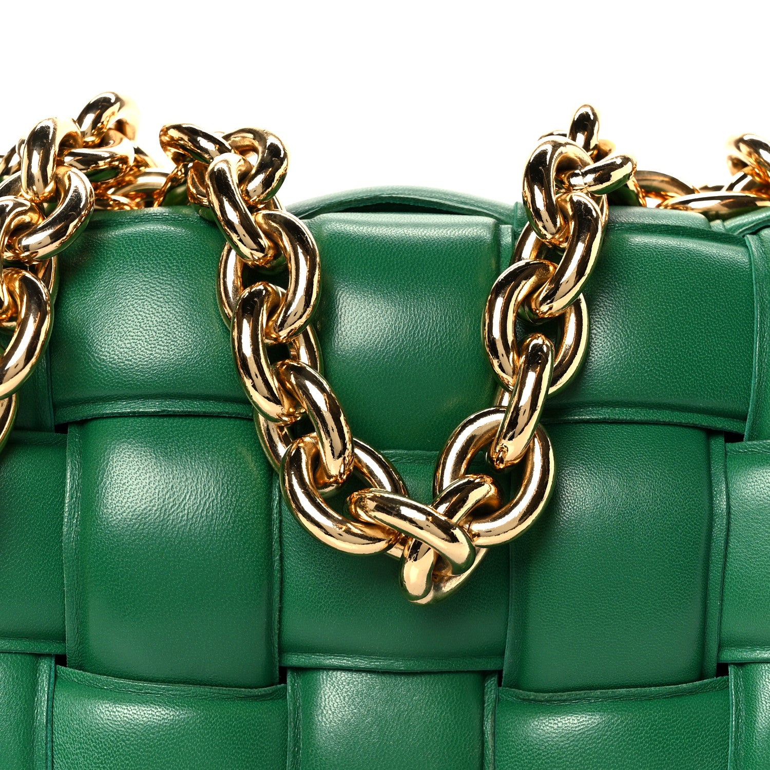Bottega Veneta Lambskin Maxi Intreccio Padded Chain Cassette Crossbody Bag Racing Green 10 of 12