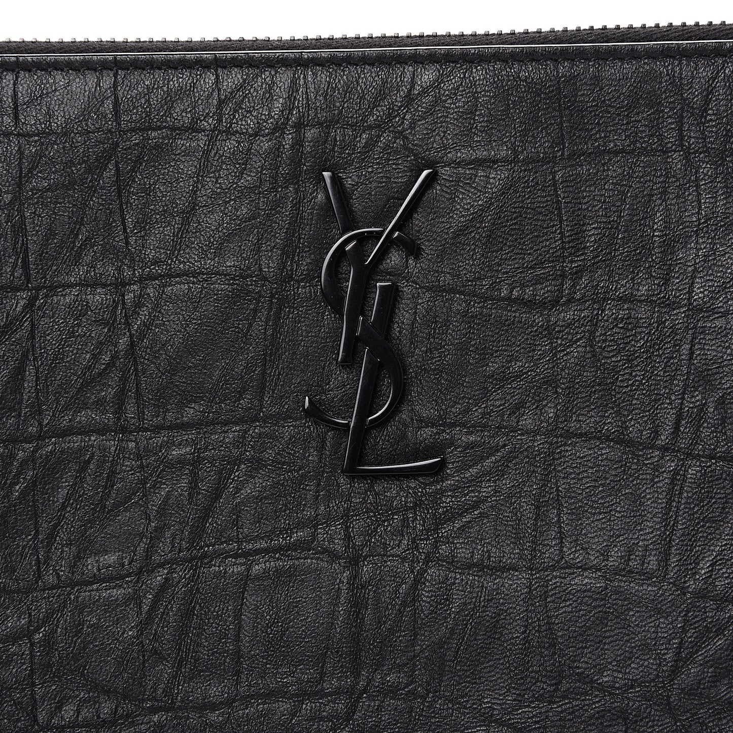 Calfskin Crocodile Embossed Monogram iPad Case Black