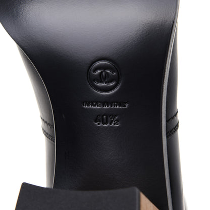 Chanel Calfskin Patent Cork Cap Toe Short Boots 40.5 Black 9 of 11