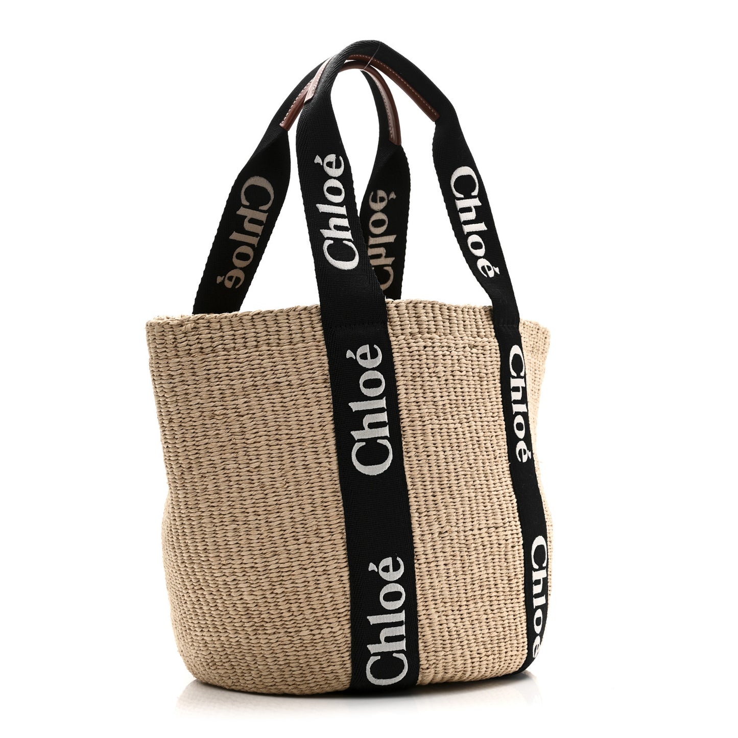 X MIFUKO Raffia Large Woody Basket Bag Black Beige