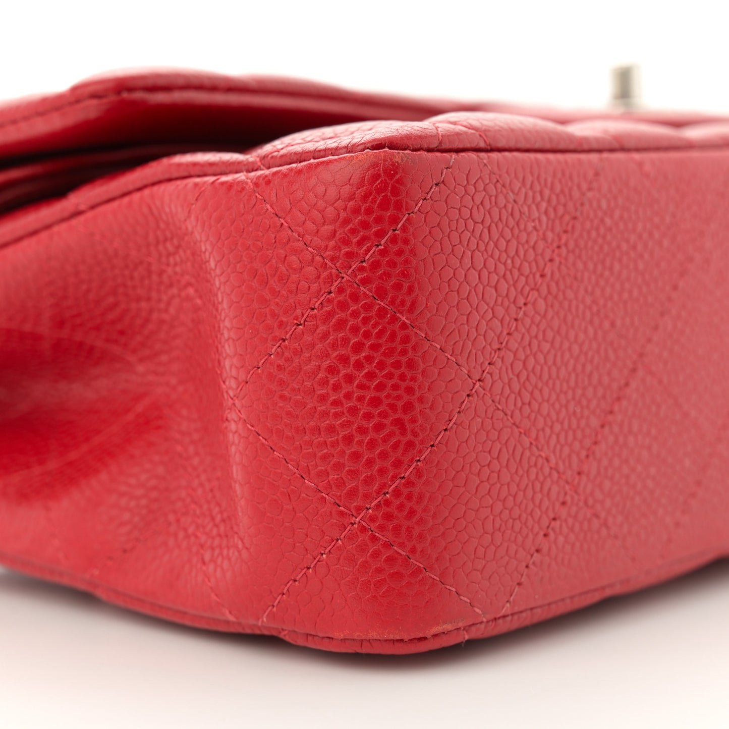 Caviar Quilted Medium Double Flap Red