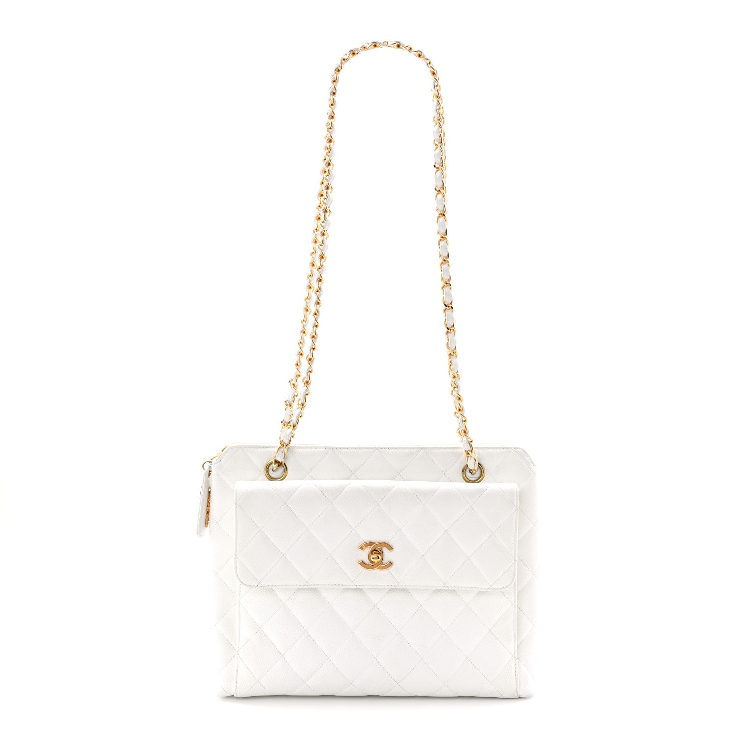 Chanel Caviar CC Shoulder Bag White 1 of 11