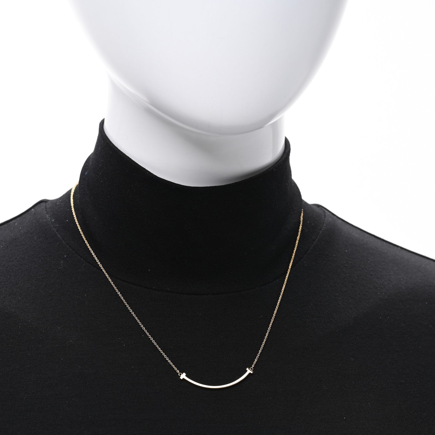 Tiffany 18K Yellow Gold Small T Smile Pendant Necklace 2 of 5