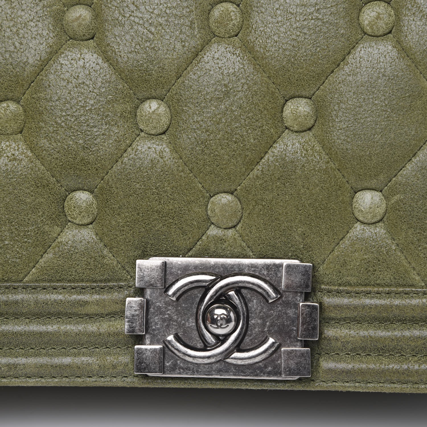 Chanel Goatskin Chesterfield Quilted Medium Celtic Boy Flap Green 11 of 15