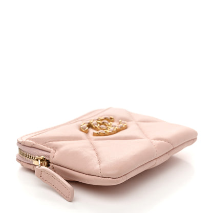 Chanel Quilted Chanel 19 Zip Card Holder Wallet Light Pink 4 of 8