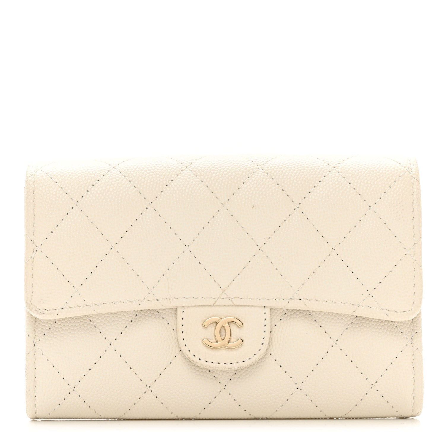 Chanel Caviar Quilted Medium Flap Wallet White 1 of 8