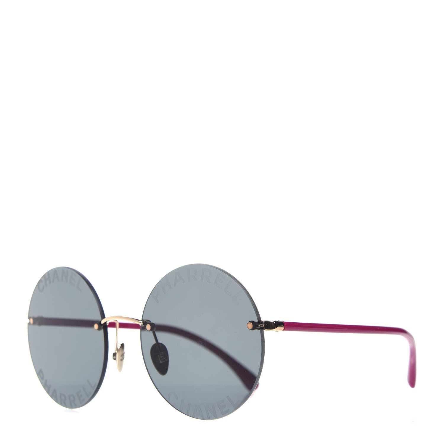Chanel X PHARRELL WILLIAMS Gold Plated Acetate Round Sunglasses Pink 1 of 8