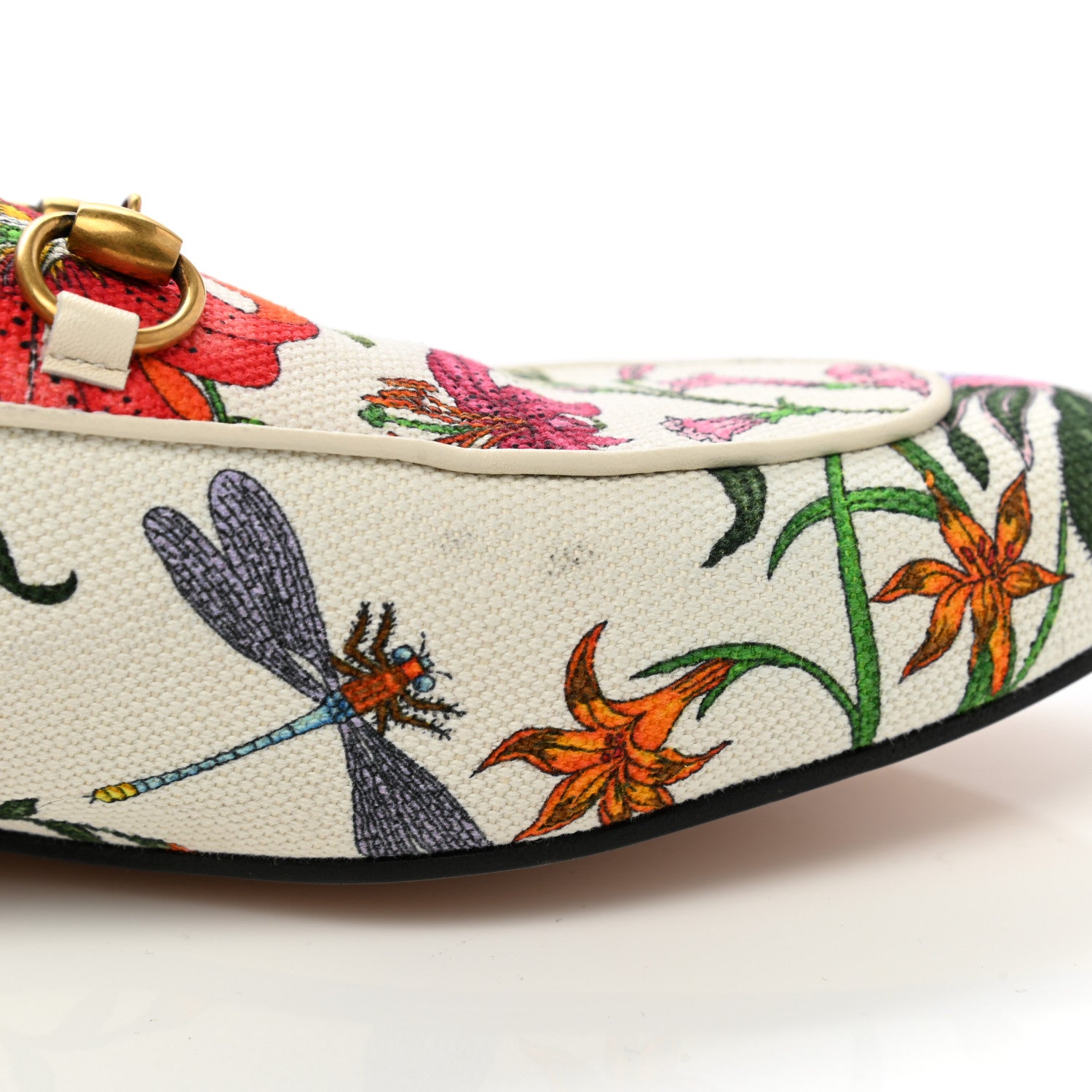 Gucci Canvas Flora Womens Princetown Slippers 37 White Multicolor 10 of 11