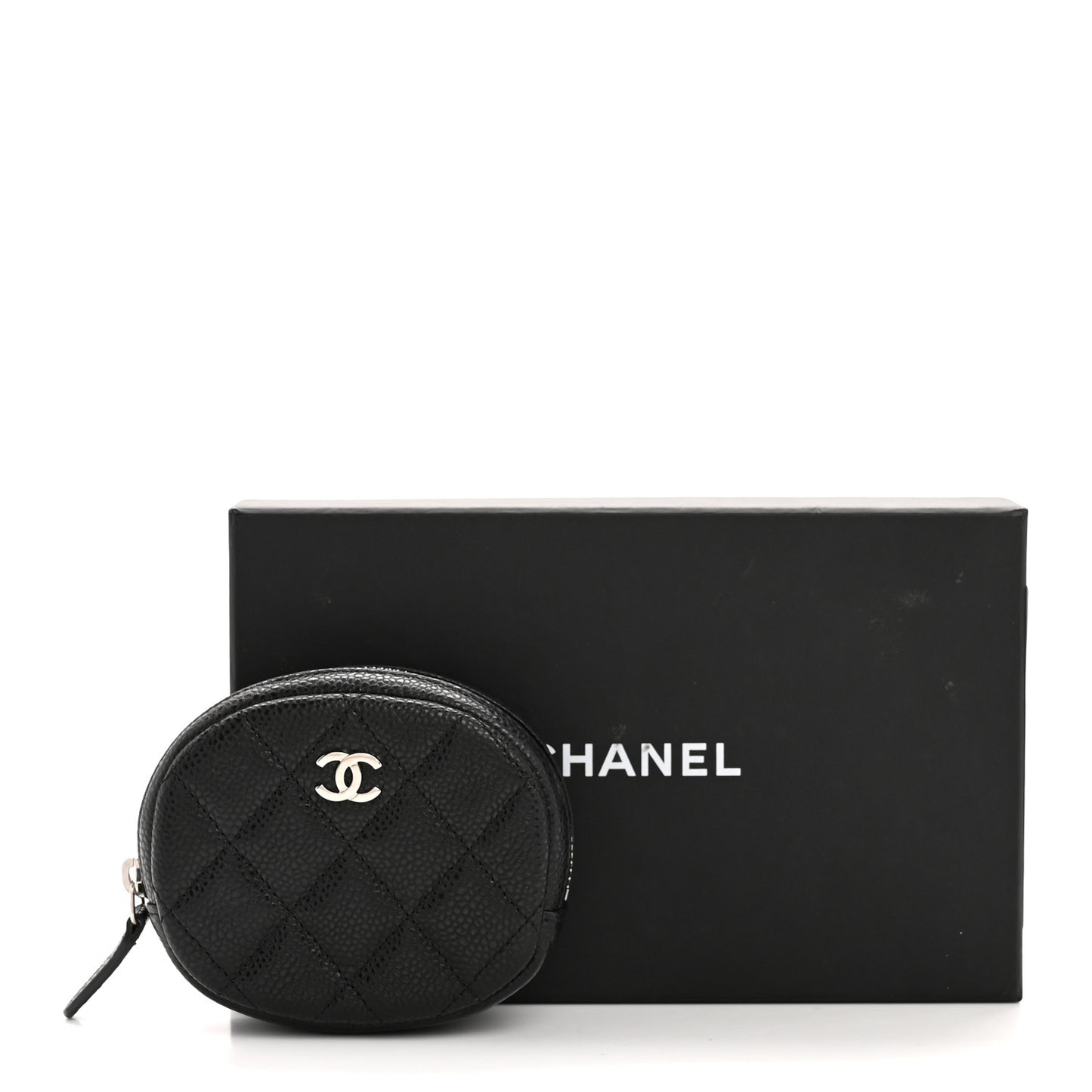 Caviar Quilted Zip Around Classic Coin Purse Black