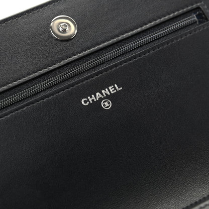 Chanel Caviar Camellia Embossed Wallet On Chain WOC Black 7 of 10