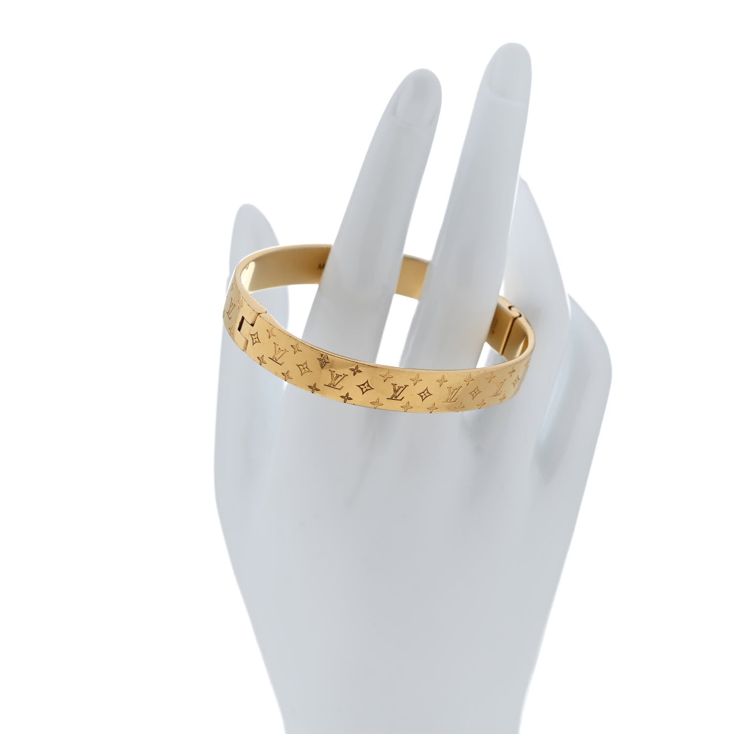 Louis Vuitton Brass Monogram Nanogram Cuff M Gold 2 of 6