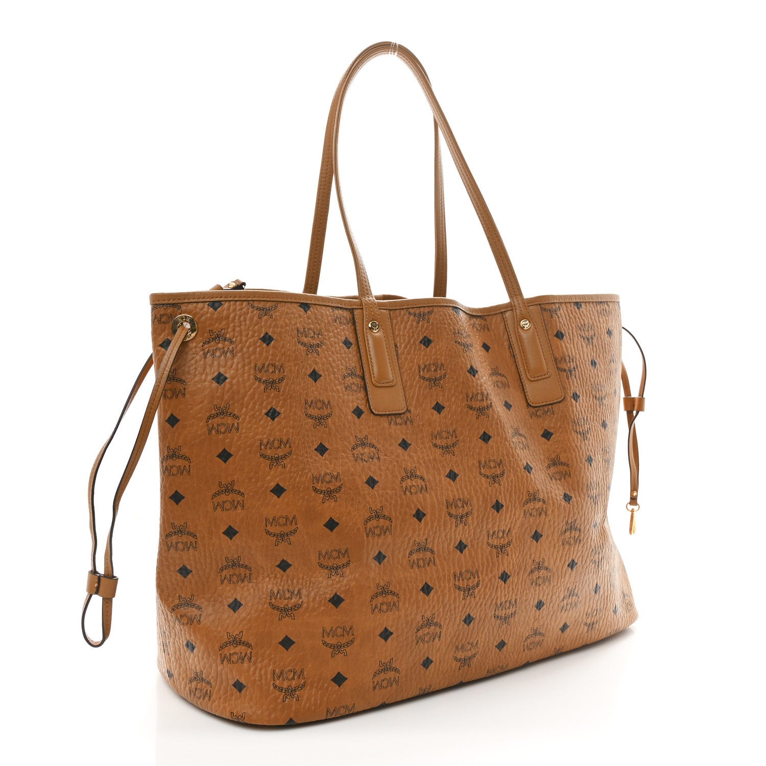 MCM Visetos Large Liz Reversible Shopper Tote Cognac 4 of 15