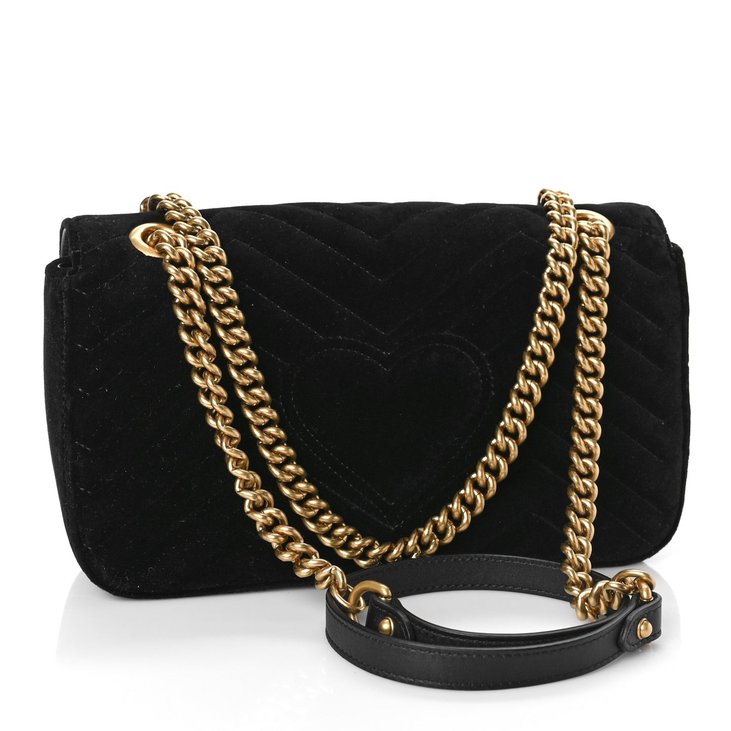 Velvet Matelasse Small GG Marmont Shoulder Bag Black