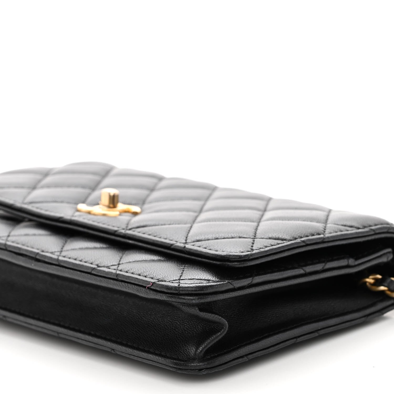 Chanel Lambskin Quilted CC Pearl Crush Wallet on Chain WOC Black 9 of 10