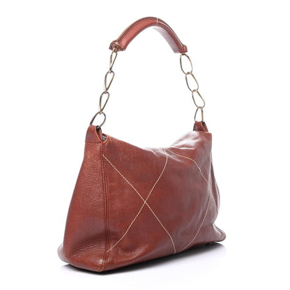 Chanel Calfskin Contrast Stitch Shoulder Bag Brown 2 of 4