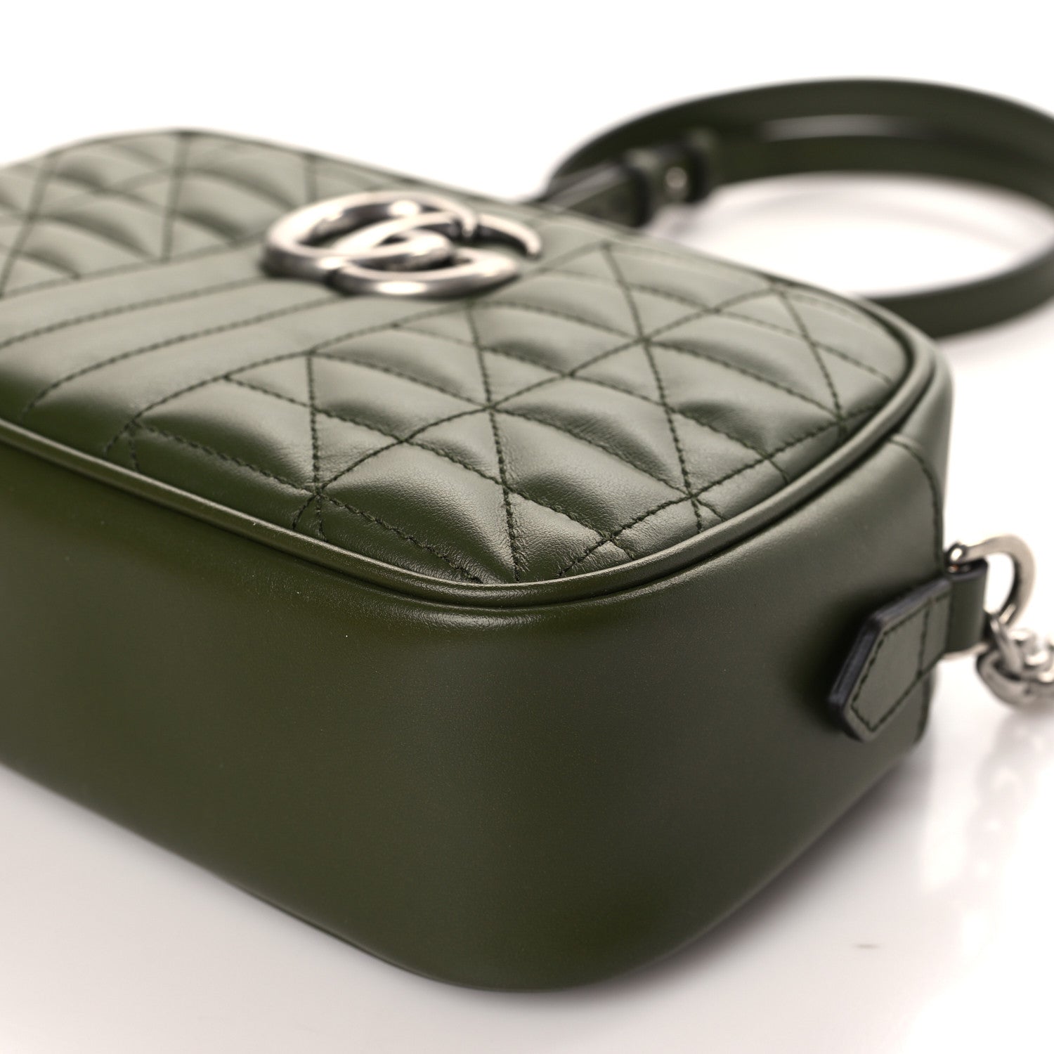 Gucci Calfskin Matelasse Aria Small GG Marmont Chain Shoulder Bag Military Wood 8 of 8