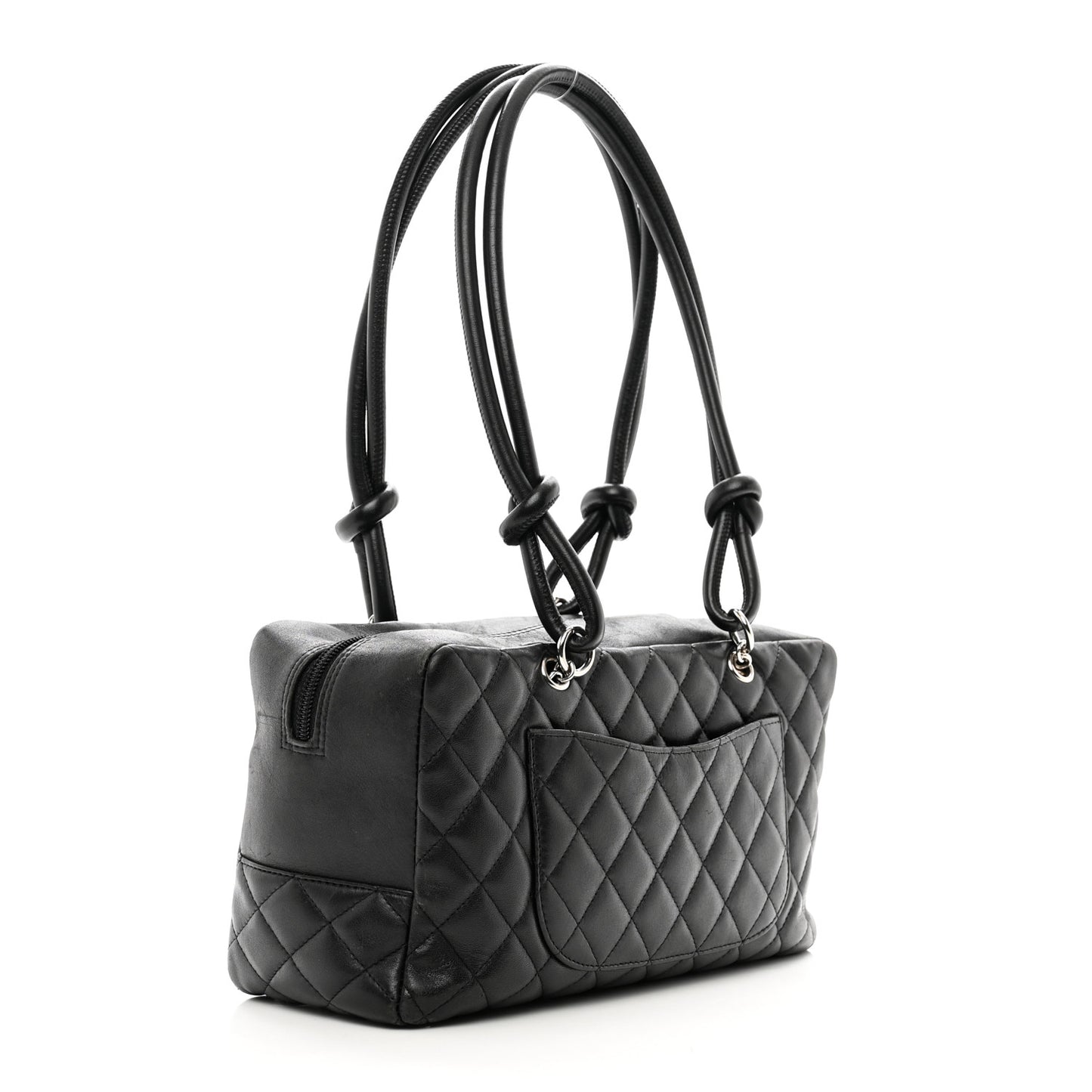 Calfskin Quilted Large Cambon Bowler Black