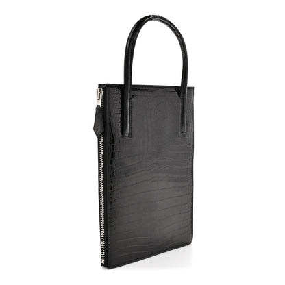 Hermes Shiny Porosus Crocodile Lisse Kelly Cadena Clutch Black 3 of 11