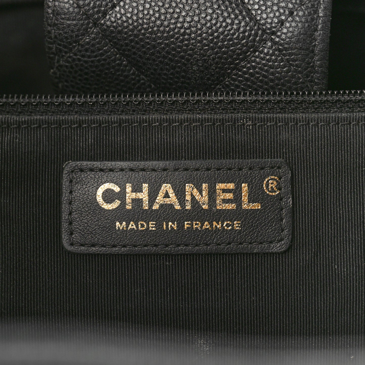 Caviar Quilted Large Shopping Tote Black
