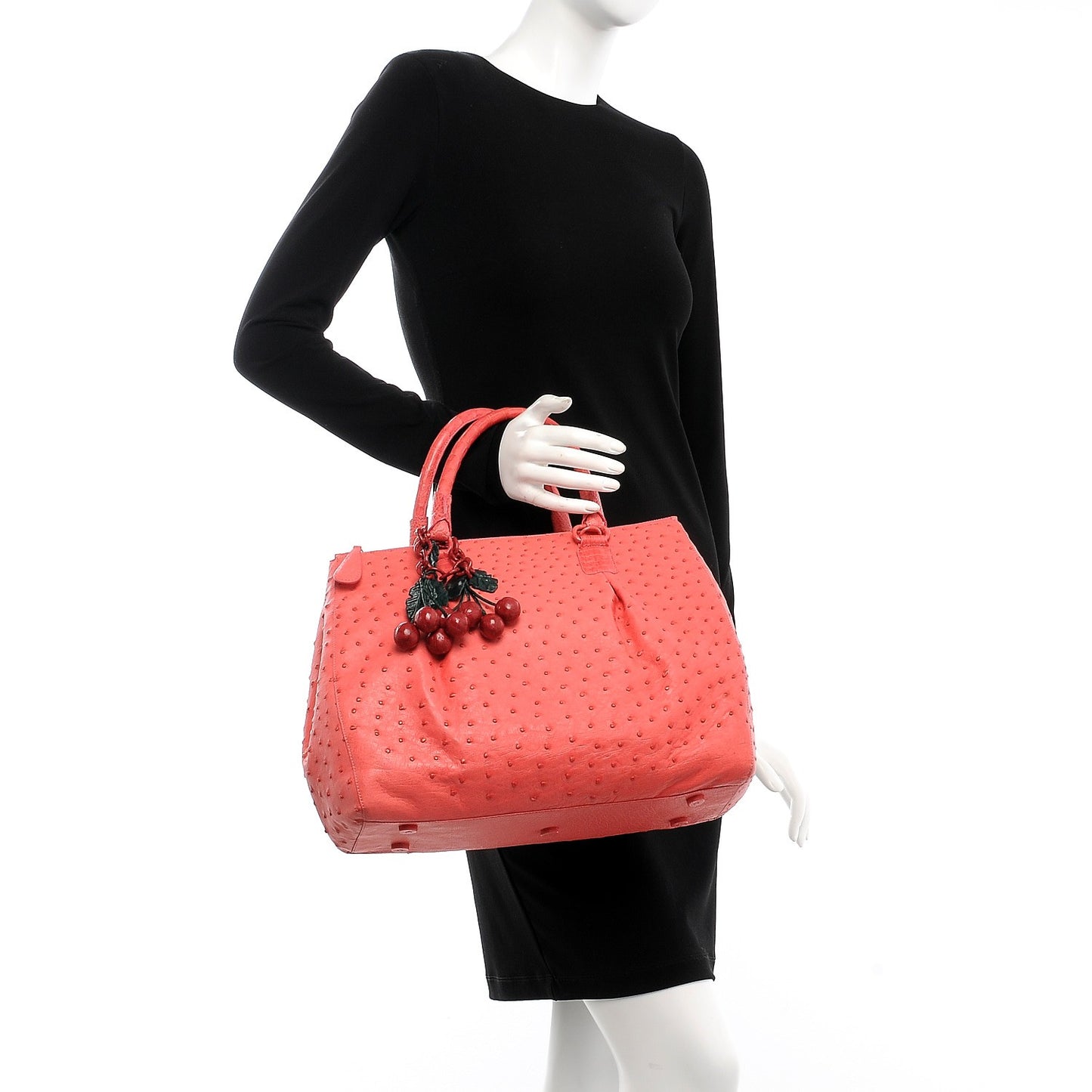 Ostrich Crocodile Cherry Tote Pink