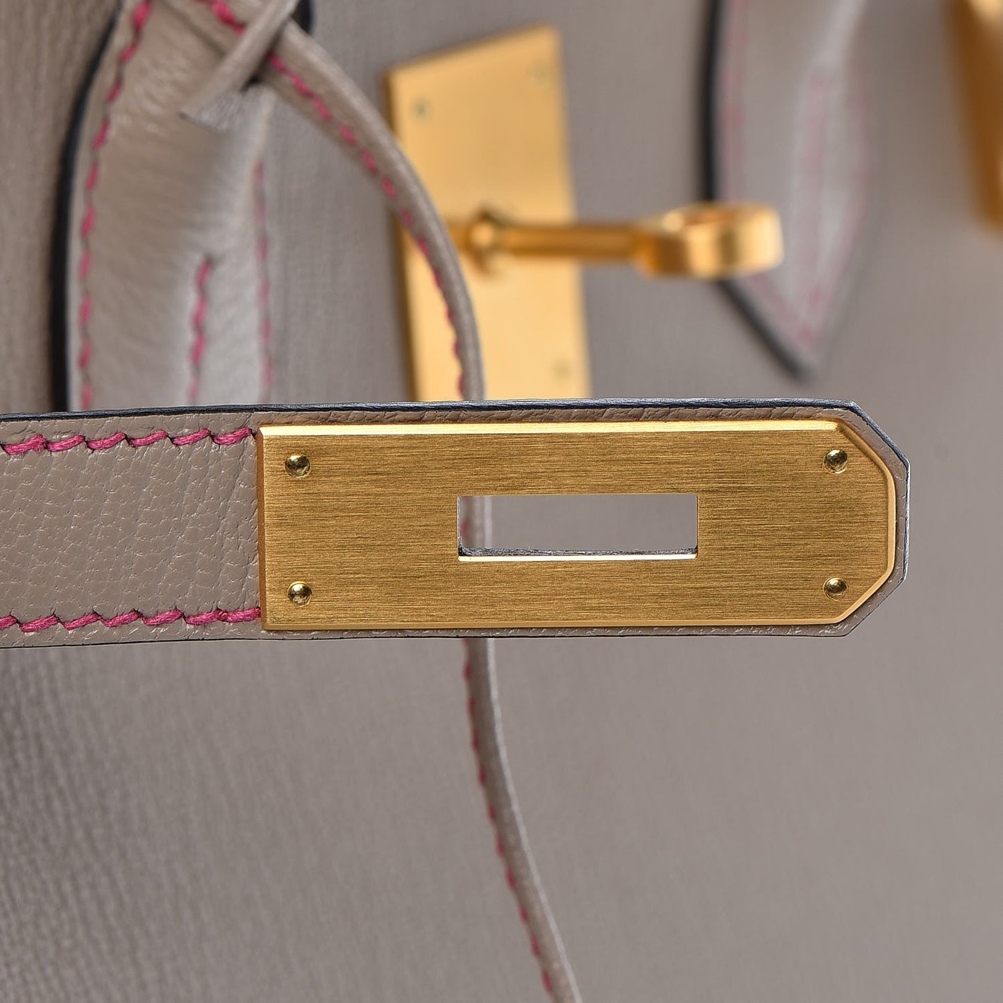 Chevre Mysore Horseshoe Birkin 30 Gris Tourterelle Rose Tyrien