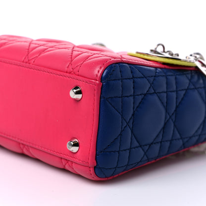 Christian Dior Lambskin Cannage Mini Tri-Color Lady Dior Pink Blue Yellow 9 of 9