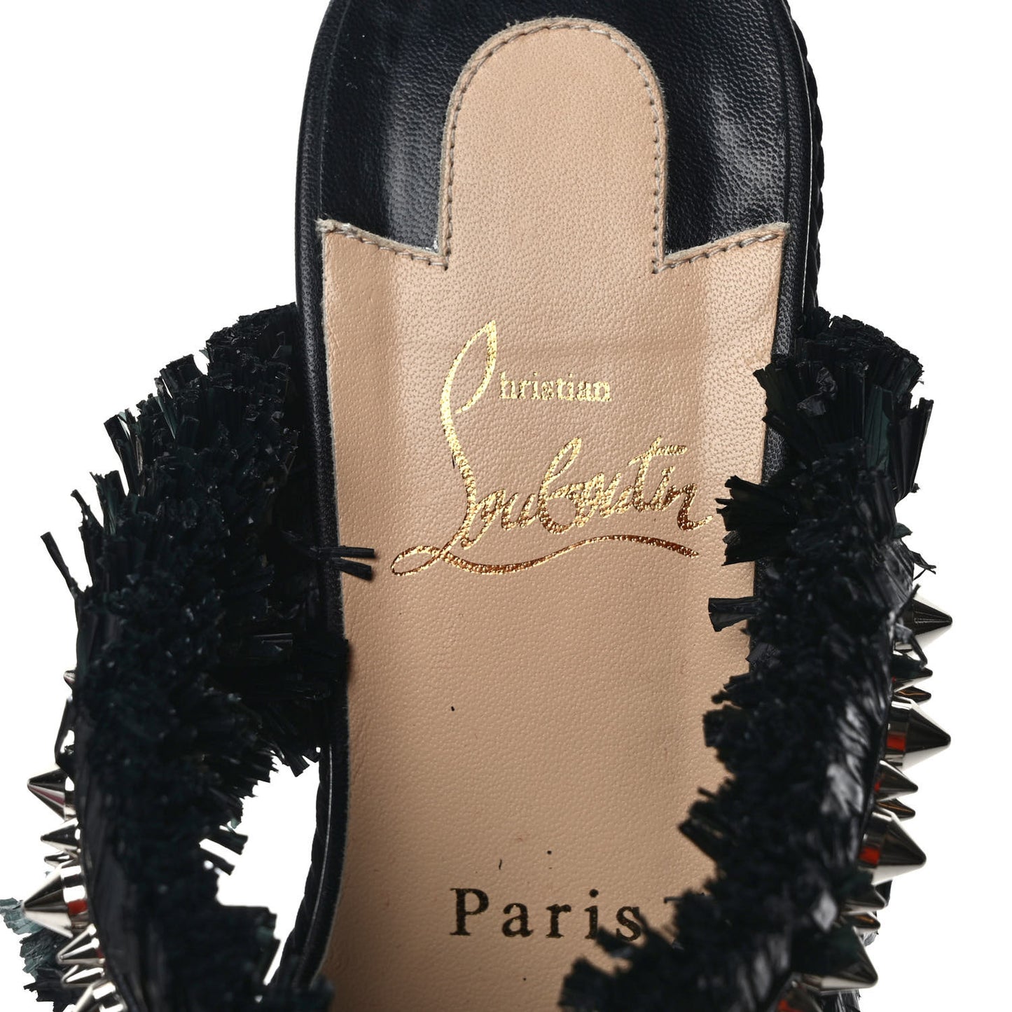 Voltinoudou 110mm Tie Cruise Raffia Spike Wedge 39 Black