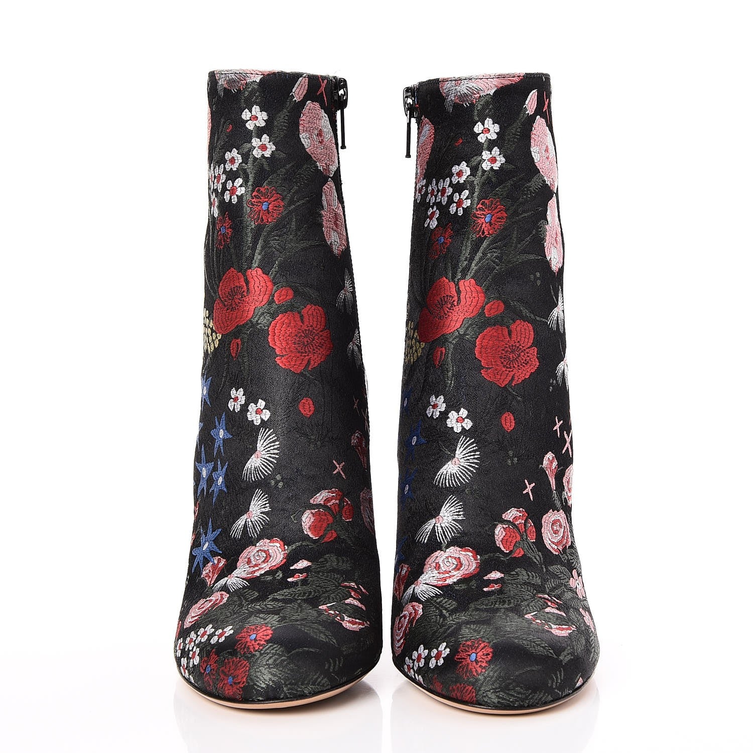 Valentino Garavani Brocade Camugarden Embroidered Short Boots 35 Nero Black 2 of 9