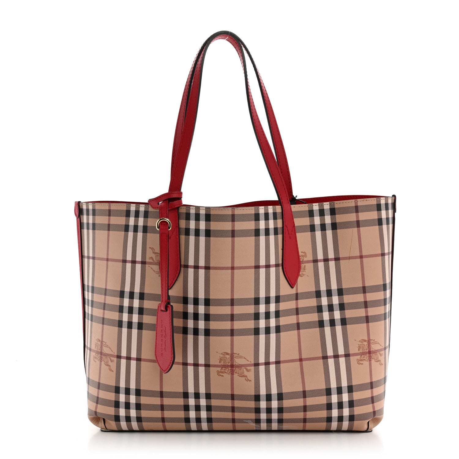 Burberry Haymarket Check Medium Reversible Tote Poppy Red 2 of 21