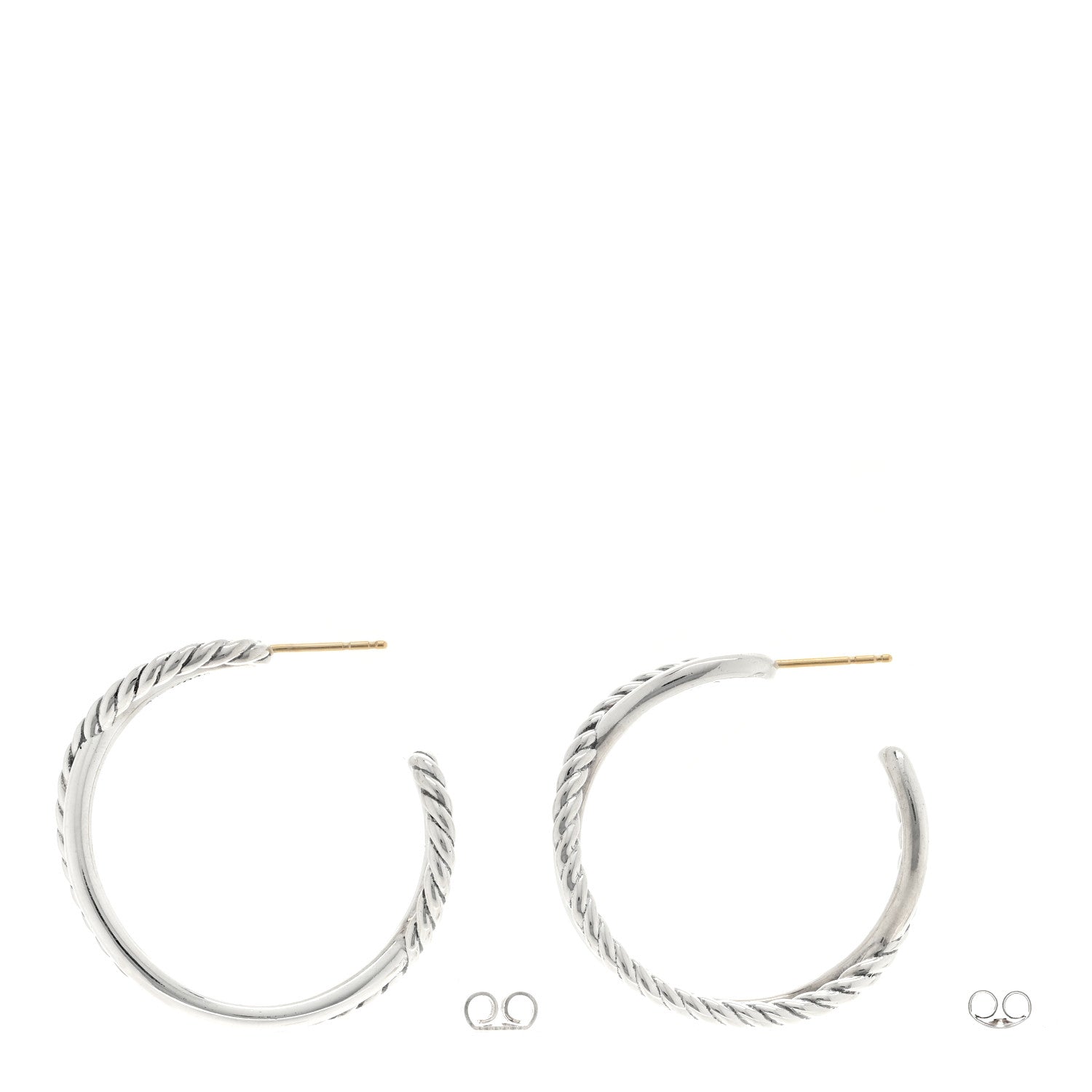 David Yurman Sterling Silver Crossover Cable Hoop Earrings 3 of 4