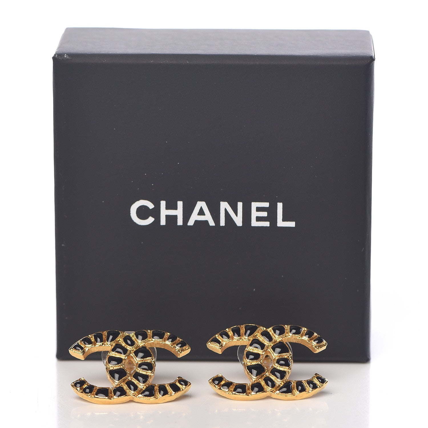 Chanel Resin Along The Nile CC Earrings Gold Black 5 of 5