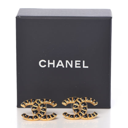 Chanel Resin Along The Nile CC Earrings Gold Black 5 of 5