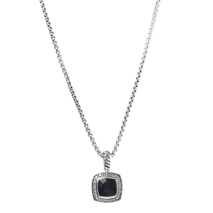 David Yurman Sterling Silver Diamond Black Onyx 7mm Petite Albion Necklace 1 of 6