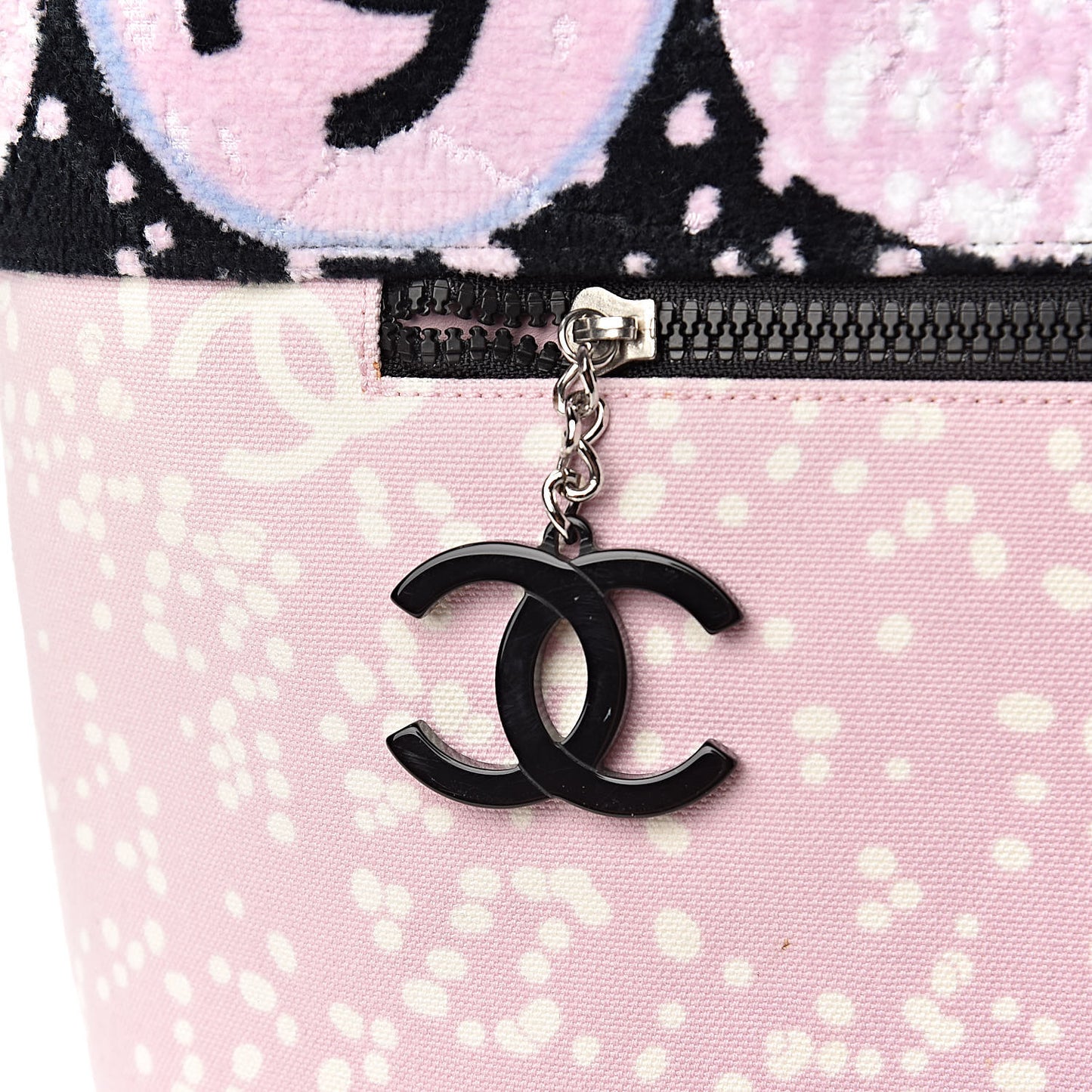 Terry Cotton Canvas Printed Large CC Tote Pale Pink