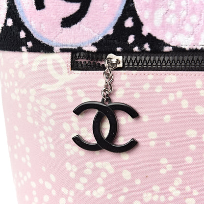 Chanel Terry Cotton Canvas Printed Large CC Tote Pale Pink 9 of 14