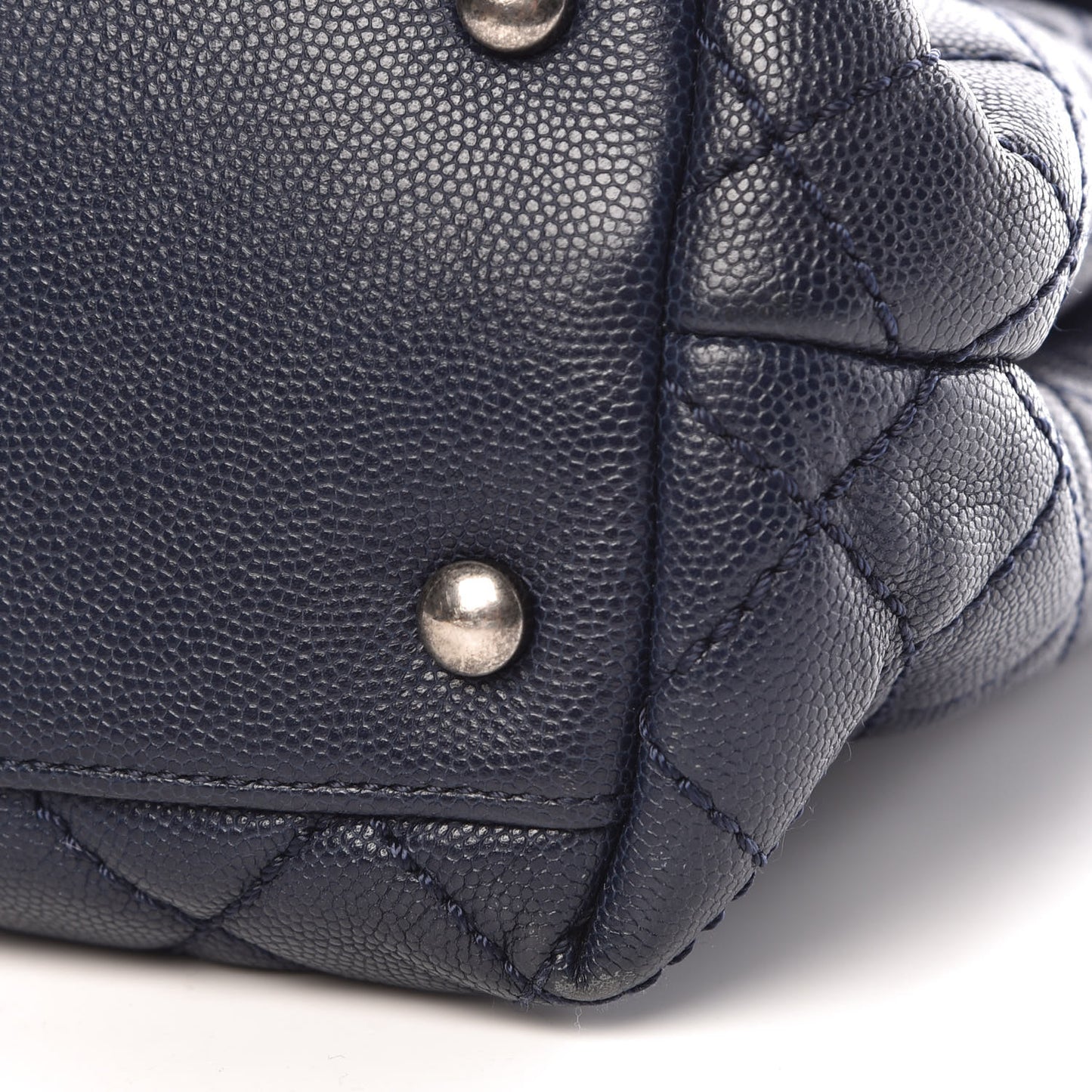 Caviar Quilted Large Coco Handle Flap Navy Blue