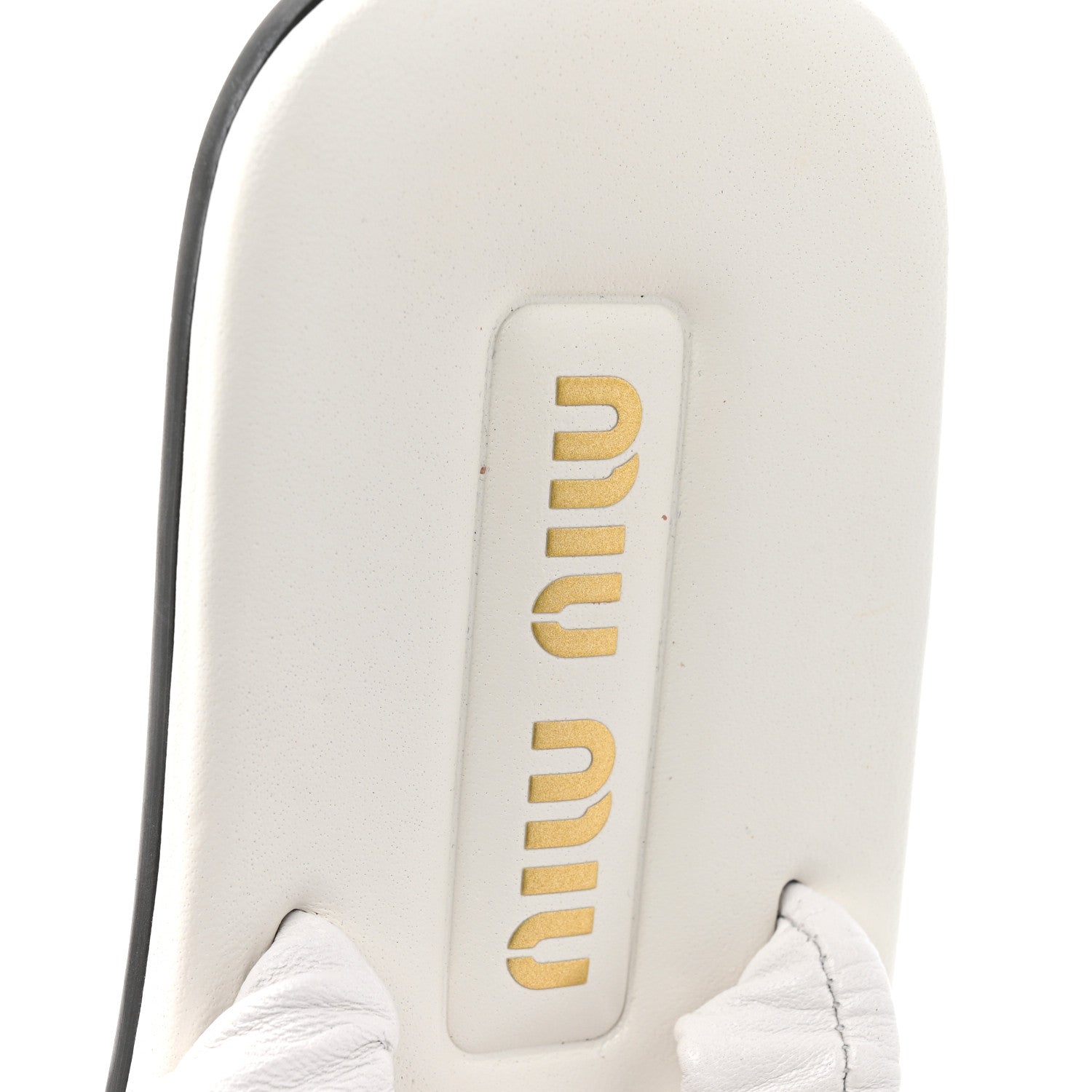 Miu Miu Vitello Nappa Ruched Flat Sandals 39 White 8 of 10