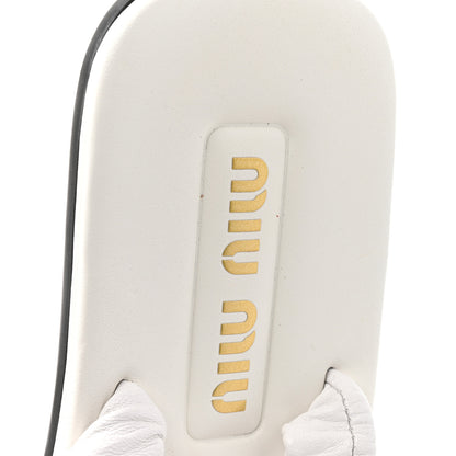 Miu Miu Vitello Nappa Ruched Flat Sandals 39 White 8 of 10